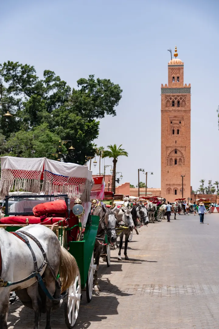 Koutoubia Mosque and horse carriages