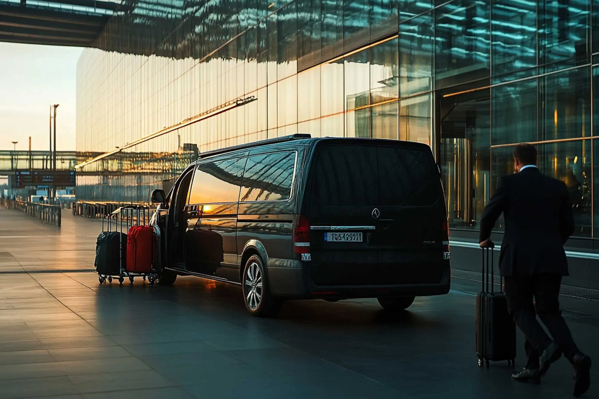 Private van waiting at the airport